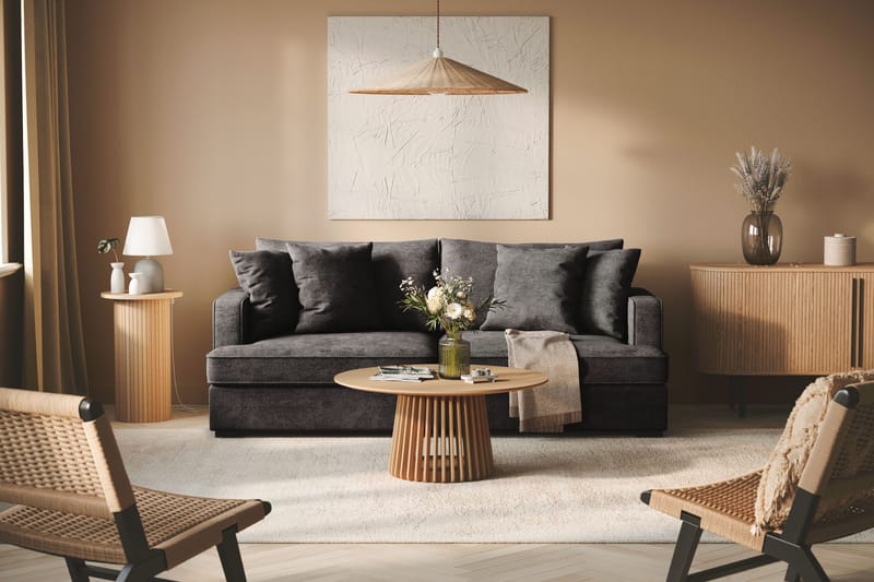 Rossita 3-sits Djup Soffa i Chenille - Svart - Products - Möbler - Soffa - 3 sits soffa