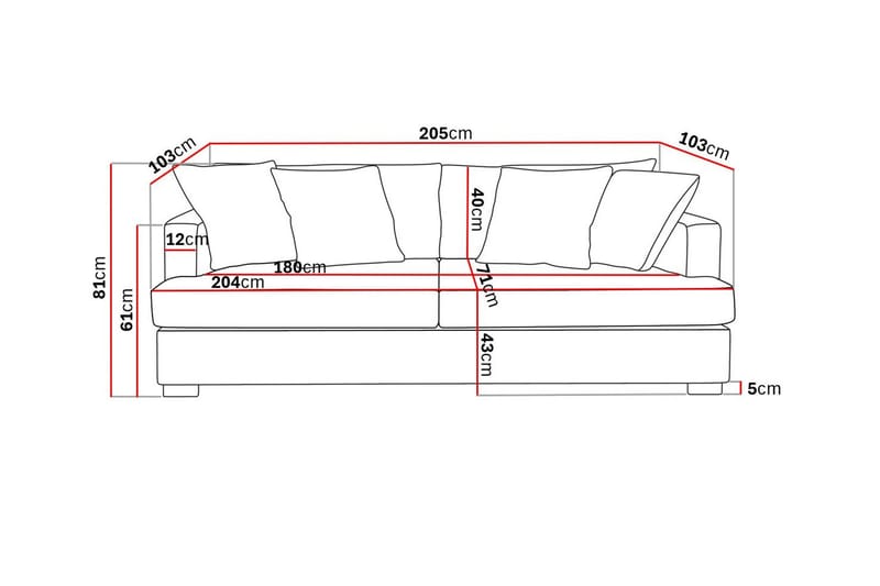 Rossita 3-sits Djup Soffa i Manchester - Beige - Products - Möbler - Soffa - 3 sits soffa