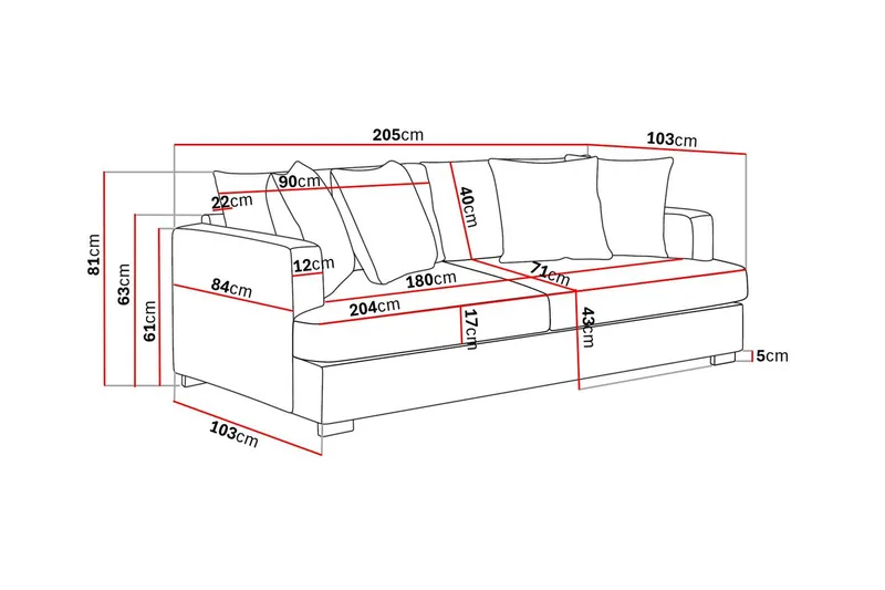 Rossita 3-sits Djup Soffa i Manchester - Brun - Products - Möbler - Soffa - 3 sits soffa