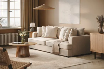 Rossita 4-sits Djup Tygsoffa - Beige - Products - Möbler - Soffa - 4 sits soffa