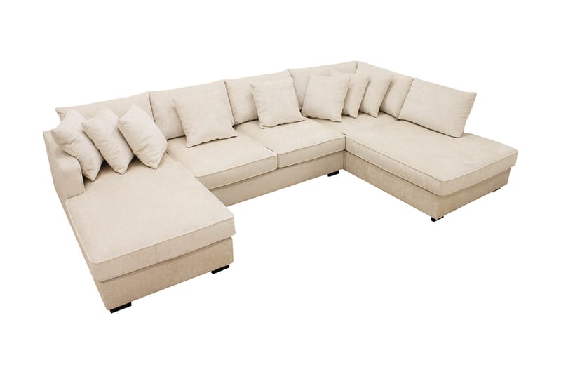 Rossita 5-sits Högervänd U-formad Djup Soffa med Divan och Schäslong i Chenille - Beige - Products - Möbler - Soffa - U-soffa