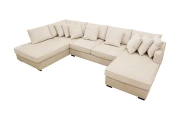 Rossita 5-sits Vänstervänd U-formad Djup Soffa med Divan och Schäslong i Chenille - Beige - Products - Möbler - Soffa - U-soffa