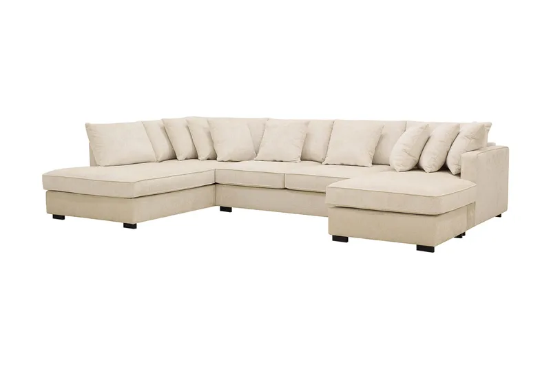 Rossita 5-sits Vänstervänd U-formad Djup Soffa med Divan och Schäslong i Chenille - Beige - Products - Möbler - Soffa - U-soffa
