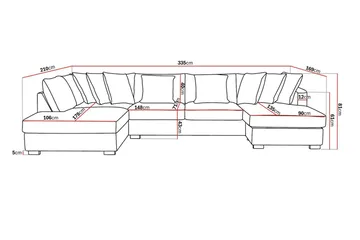 Rossita 5-sits Vänstervänd U-formad Djup Soffa med Divan och Schäslong i Chenille - Grå / Brun - Products - Möbler - Soffa - U-soffa
