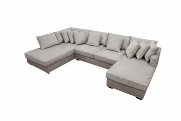 Rossita 5-sits Vänstervänd U-formad Djup Soffa med Divan och Schäslong i Chenille - Grå / Brun - Products - Möbler - Soffa - U-soffa