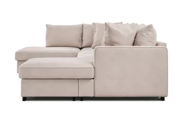 Rossita 5-sits Vänstervänd U-formad Djup Soffa med Divan och Schäslong i Sammet - Beige - Products - Möbler - Soffa - Sammetssoffa