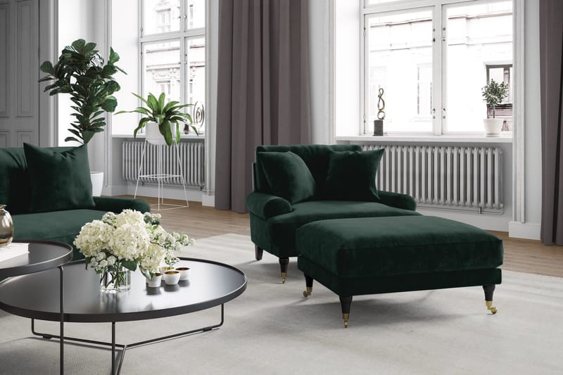 Andrew Soffgrupp 2+1 Sammet - Grön - Products - Möbler - Soffa - Soffgrupp - Howard soffgrupp