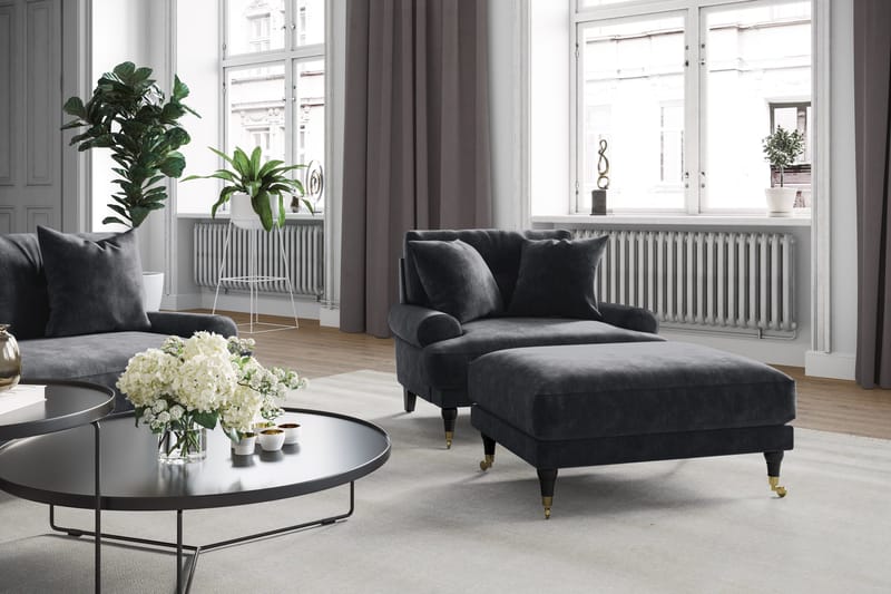Andrew Soffgrupp 3+1 Sammet - Mörkgrå - Products - Möbler - Soffa - Soffgrupp - Howard soffgrupp