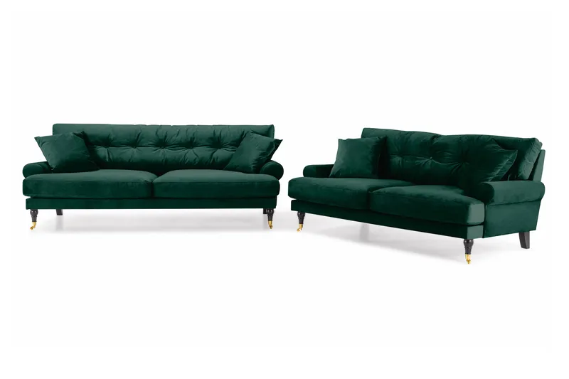 Andrew Soffgrupp 3+2 Sammet - Grön - Products - Möbler - Soffa - Soffgrupp - Howard soffgrupp