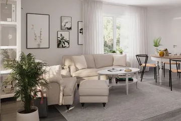 Howard Classic Soffgrupp 3-sits Soffa + Fåtölj + Fotpall i Tyg - Beige - Products - Möbler - Soffa - Soffgrupp - Howard soffgrupp