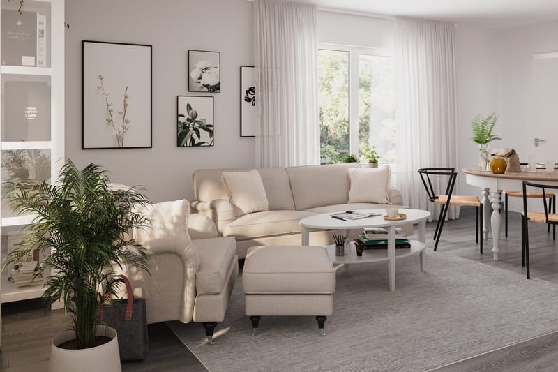 Howard Classic Soffgrupp 3-sits Soffa + Fåtölj + Fotpall i Tyg - Beige - Products - Möbler - Soffa - Soffgrupp - Howard soffgrupp
