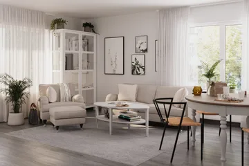 Howard Classic Soffgrupp 3-sits Soffa + Fåtölj + Fotpall i Tyg - Beige - Products - Möbler - Soffa - Soffgrupp - Howard soffgrupp