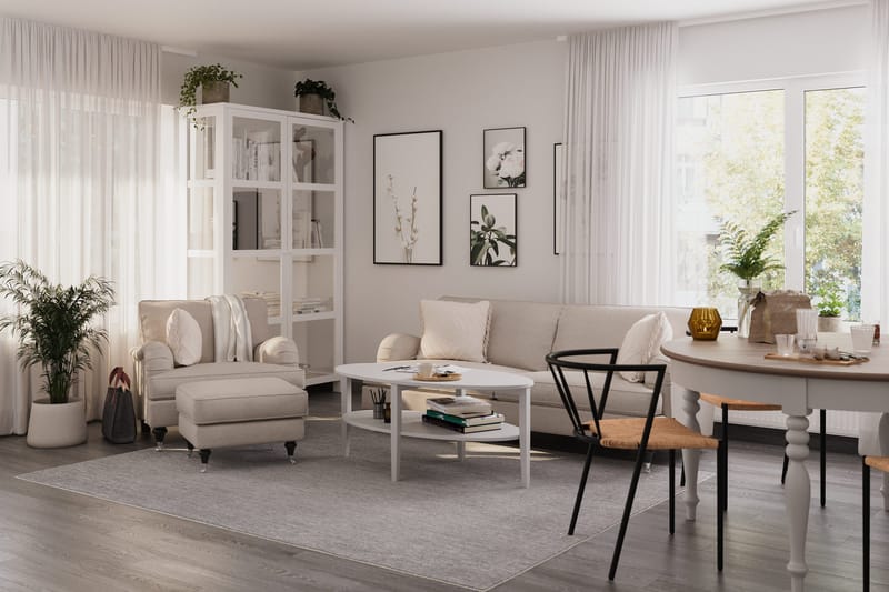 Howard Classic Soffgrupp 3-sits Soffa + Fåtölj + Fotpall i Tyg - Beige - Products - Möbler - Soffa - Soffgrupp - Howard soffgrupp
