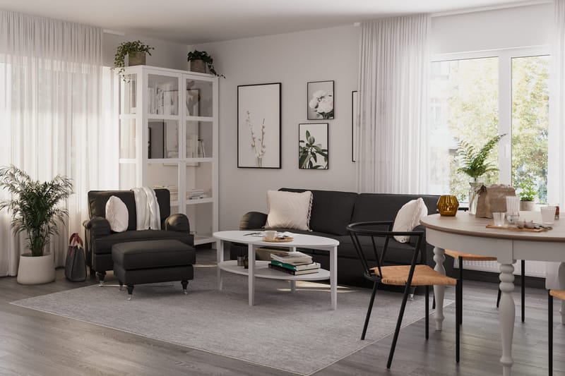Howard Classic Soffgrupp 3-sits Soffa + Fåtölj + Fotpall i Tyg - Mörkgrå - Products - Möbler - Soffa - Soffgrupp - Howard soffgrupp
