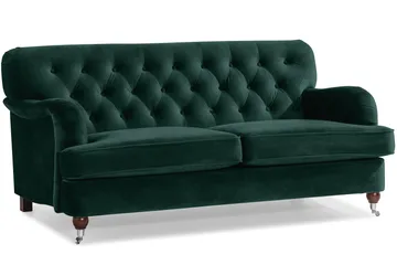 Howard Riviera Soffgrupp 3-sits + 2-sits Soffa + Fåtölj + Fotpall i Sammet - Grön - Products - Möbler - Soffa - Soffgrupp - Howard soffgrupp