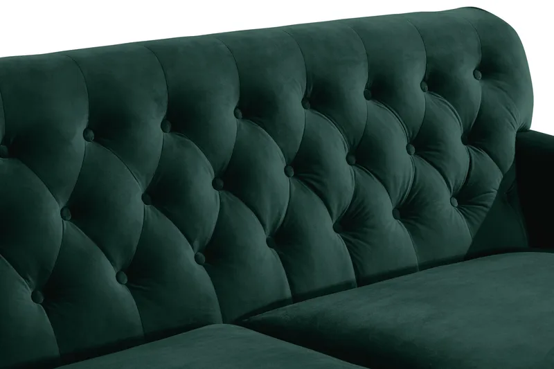 Howard Riviera Soffgrupp 3-sits + 2-sits Soffa + Fåtölj + Fotpall i Sammet - Grön - Products - Möbler - Soffa - Soffgrupp - Howard soffgrupp