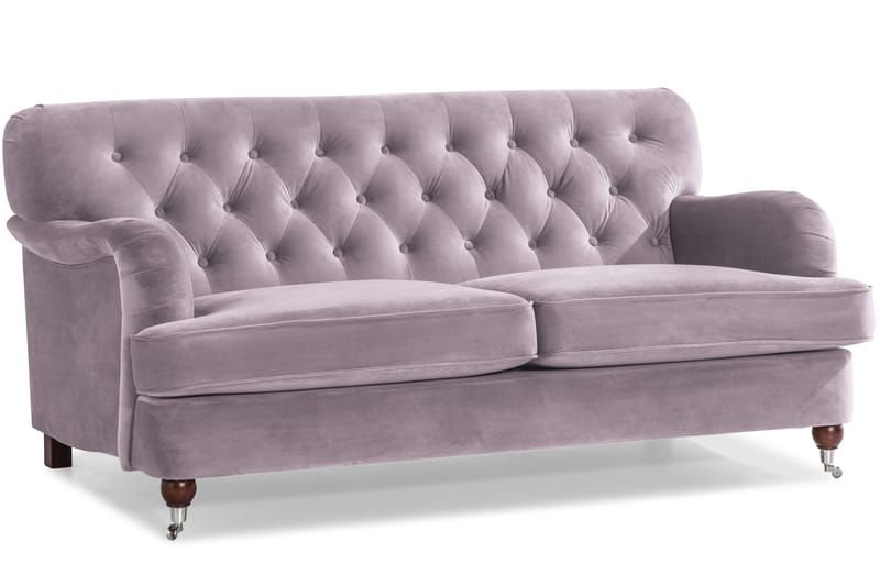 Howard Riviera Soffgrupp Svängd 3-sits + 2-sits Soffa + Fåtölj + Fotpall i Sammet - Lila - Products - Möbler - Soffa - Soffgrupp - Howard soffgrupp
