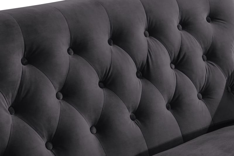 Howard Riviera Soffgrupp Svängd 3-sits + 2-sits Soffa + Fåtölj + Fotpall i Sammet - Mörkgrå - Products - Möbler - Soffa - Soffgrupp - Howard soffgrupp