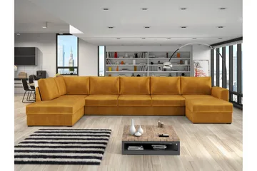 Taberk Soffa med Divan och Schäslong 5-sits - Gul - Products - Möbler - Soffa - Sammetssoffa