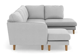 Trend Lyx 4-sits Högervänd U-formad Soffa med Divan och Schäslong i Tyg - Ljusgrå - Products - Möbler - Soffa - U-soffa