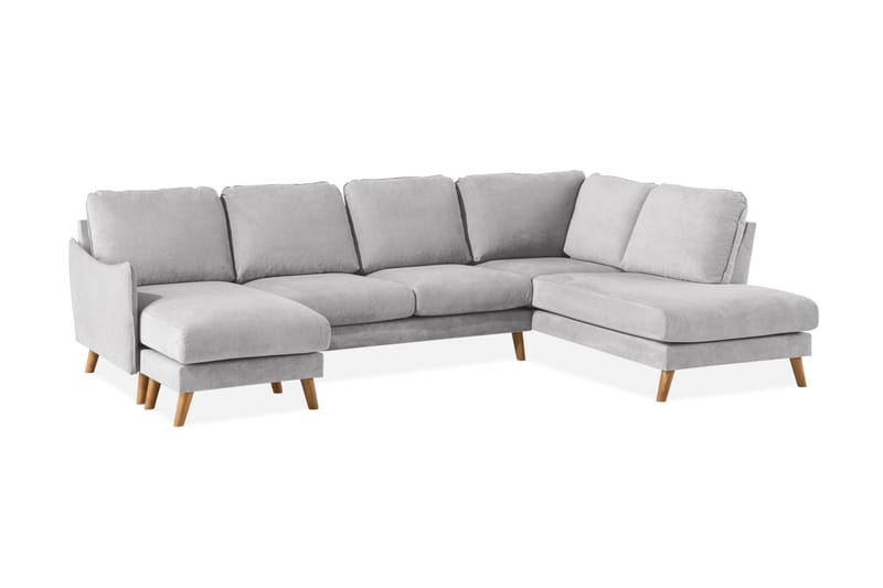 Trend Lyx 4-sits Högervänd U-formad Soffa med Divan och Schäslong i Tyg - Ljusgrå - Products - Möbler - Soffa - U-soffa