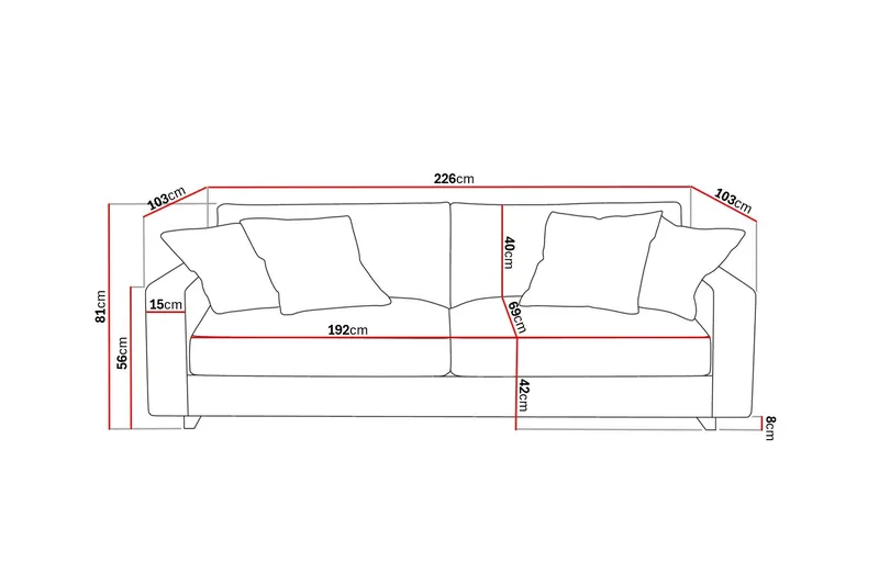 Valencia Extra Djup 3-sits Soffa i Chenille - Beige - Products - Möbler - Soffa - 3 sits soffa