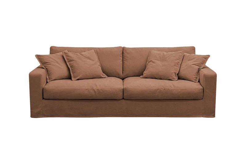 Valencia Extra Djup 3-sits Soffa med avtagbar och tvättbar klädsel - Rostbrun - Products - Möbler - Soffa - 3 sits soffa