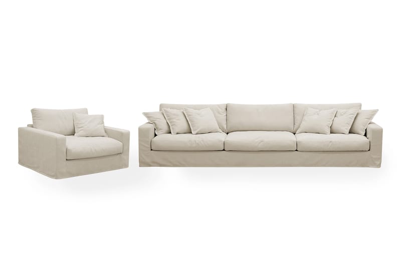 Valencia Extra Djup 5-sits soffa + fåtölj med avtagbar och tvättbar klädsel - Beige - Products - Möbler - Soffa - Soffgrupp