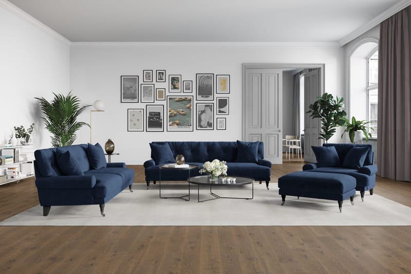 Andrew Loveseat Sammet - Midnattsblå/Krom - Products - Möbler - Fåtölj & stolar - Fåtölj