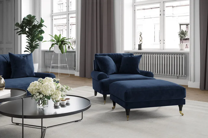 Andrew Loveseat Sammet - Midnattsblå/Mässing - Products - Möbler - Fåtölj & stolar - Fåtölj