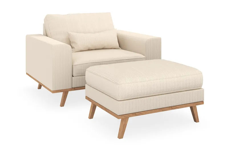 Copenhagen Fåtölj med fotpall - Ljusbeige - Products - Möbler - Fåtölj & stolar - Fåtölj - Fåtölj med fotpall