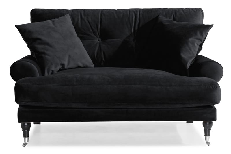Andrew Loveseat Sammet - Svart/Krom - Products - Möbler - Fåtölj & stolar - Fåtölj - Sammetsfåtölj