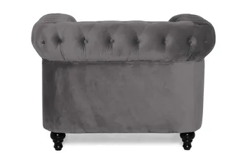Chesterfield Lyx Stor skön djup sammetsfåtölj - Fåtölj till vardagsrum - Mörkgrå Sammet - Products - Möbler - Fåtölj & stolar - Fåtölj - Chesterfield fåtölj