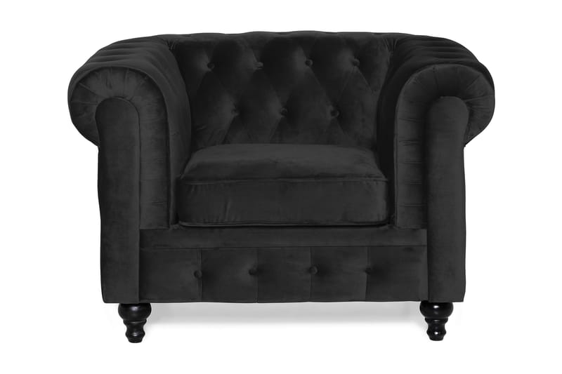 Chesterfield Lyx Stor skön djup sammetsfåtölj - Fåtölj till vardagsrum - Svart Sammet - Products - Möbler - Fåtölj & stolar - Fåtölj - Chesterfield fåtölj