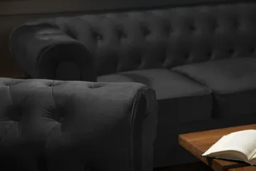 Chesterfield Lyx Stor skön djup sammetsfåtölj - Fåtölj till vardagsrum - Svart Sammet - Products - Möbler - Fåtölj & stolar - Fåtölj - Chesterfield fåtölj