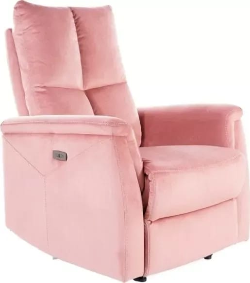 Neptun elektrisk ställbar reclinerfåtölj i rosa sammet, Rosa sammet