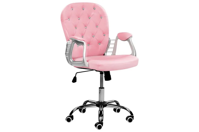 Kontorsstol med kristaller Princess Rosa/svart/silver - Rosa/svart/silver - Products - Möbler - Fåtölj & stolar - Kontorsstol & skrivbordsstol