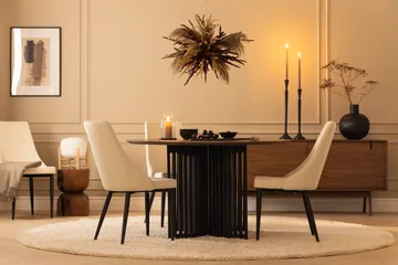 Leone Matstol - Svart/Beige - Products - Möbler - Fåtölj & stolar - Matstol & köksstol