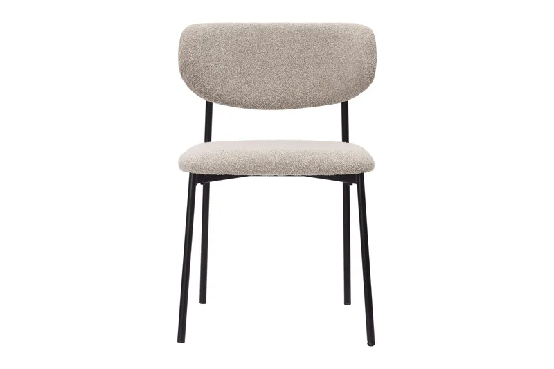 Lucy Matstol - Greige Bouclé / Metallben Svart - Products - Möbler - Fåtölj & stolar - Matstol & köksstol