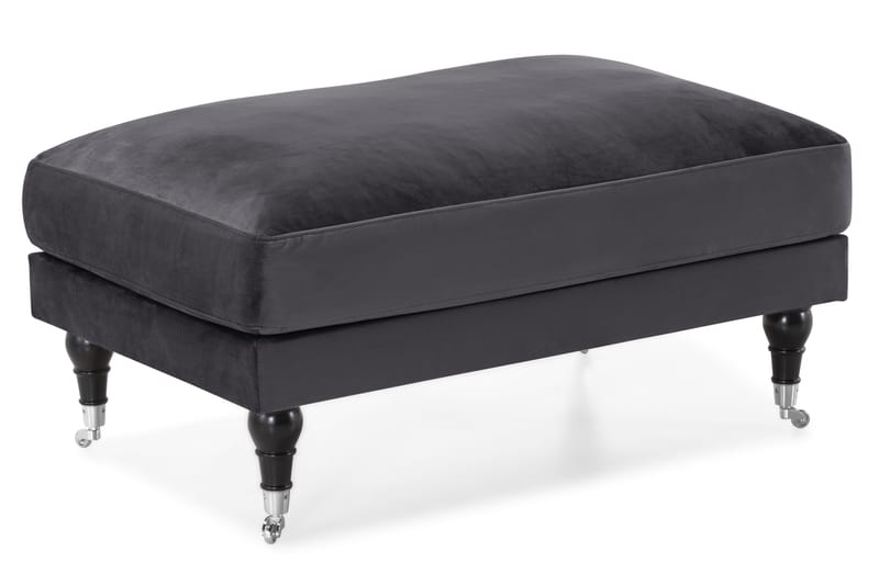 Andrew Fotpall Sammet - Mörkgrå/Krom - Products - Möbler - Fåtölj & stolar - Pall & puff - Fotpallar