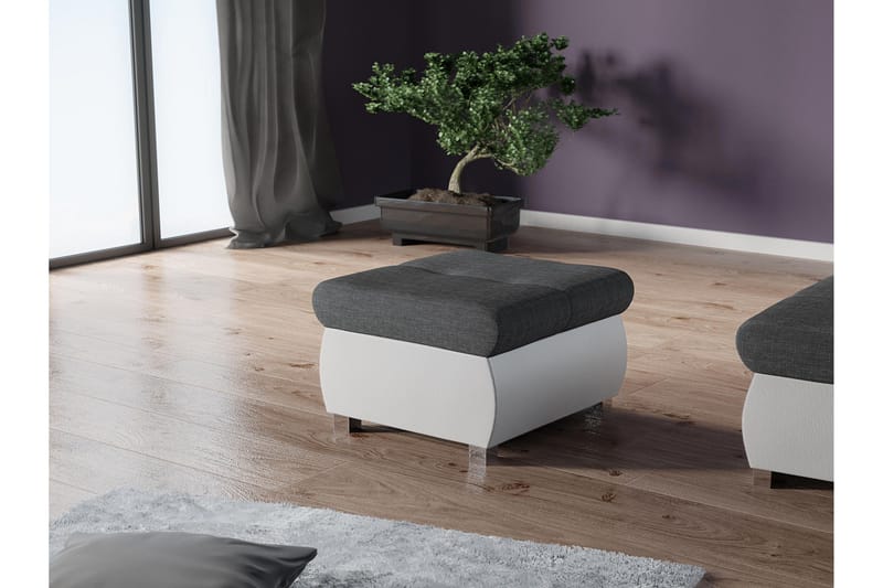 Cerys Fotpall 60 cm - Vit/Mörkgrå - Products - Möbler - Fåtölj & stolar - Pall & puff - Fotpallar
