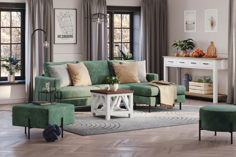 Menard Compact Sittpuff 60 cm Kvadratisk - Grön - Products - Möbler - Fåtölj & stolar - Pall & puff - Sittpuff