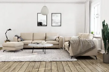 Ocean Lyx Fotpall - Beige/Sammet - Products - Möbler - Fåtölj & stolar - Pall & puff - Fotpallar