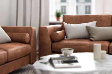 Ocean Lyx Fotpall - Brun/Läder - Products - Möbler - Fåtölj & stolar - Pall & puff - Fotpallar