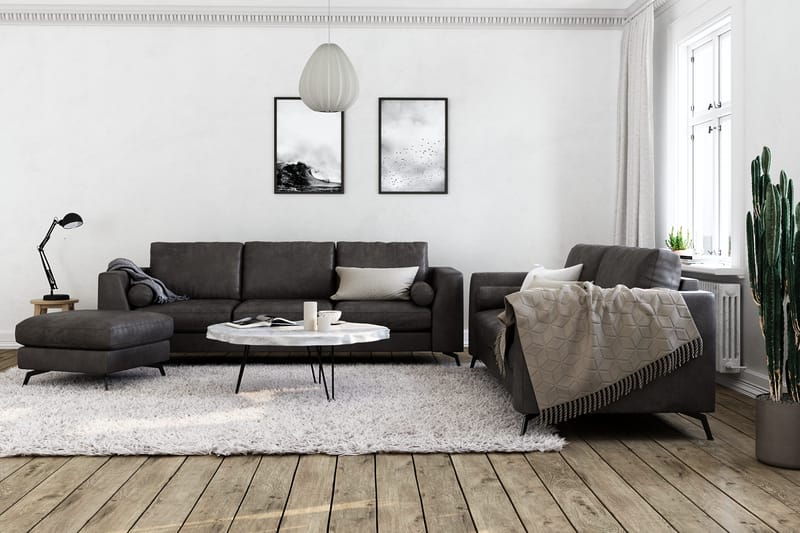 Ocean Lyx Fotpall - Svart/Läder - Products - Möbler - Fåtölj & stolar - Pall & puff - Fotpallar