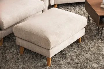 Trend Lyx Fotpall - Beige/Ek - Products - Möbler - Fåtölj & stolar - Pall & puff - Fotpallar