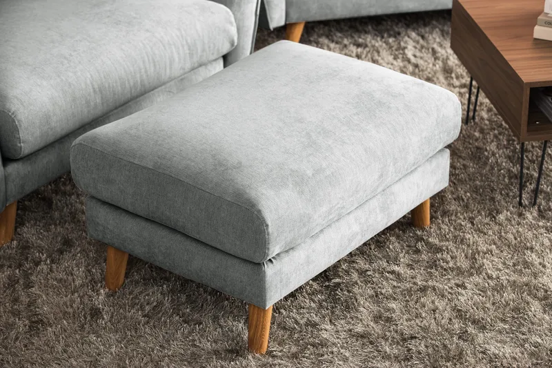 Trend Lyx Fotpall - Grå/Ek - Products - Möbler - Fåtölj & stolar - Pall & puff - Fotpallar