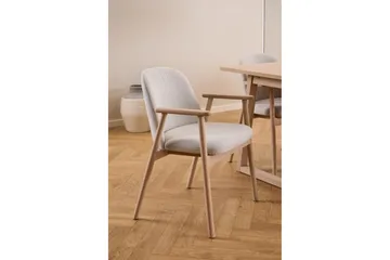 Reciclar Matstol i Bouclé med armstöd i ek trä - Beige - Products - Möbler - Fåtölj & stolar - Karmstol