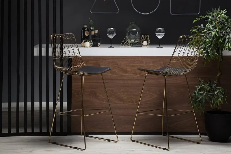 Set med 2 barstolar PRESTON Metall Guld 48cm - Guld - Products - Möbler - Fåtölj & stolar - Barstol & barpall