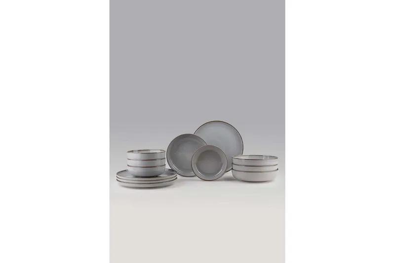 Middagset (12 delar) Pinewick Grå, Kolgrå